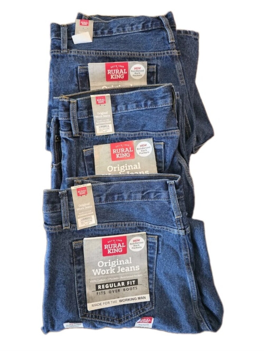 Lot of 3 Rural King Original Work Jeans Men's 40x32 Regular Fit NWT Denim Farm